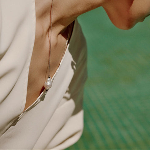 Baroque Pearl Clavicle Silver Long Necklace